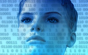 Woman reading difficult digital display
