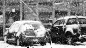 snow on cars