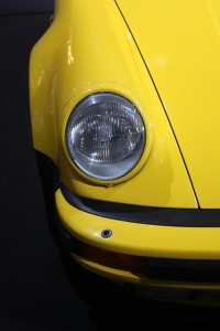 headlight on yellow car